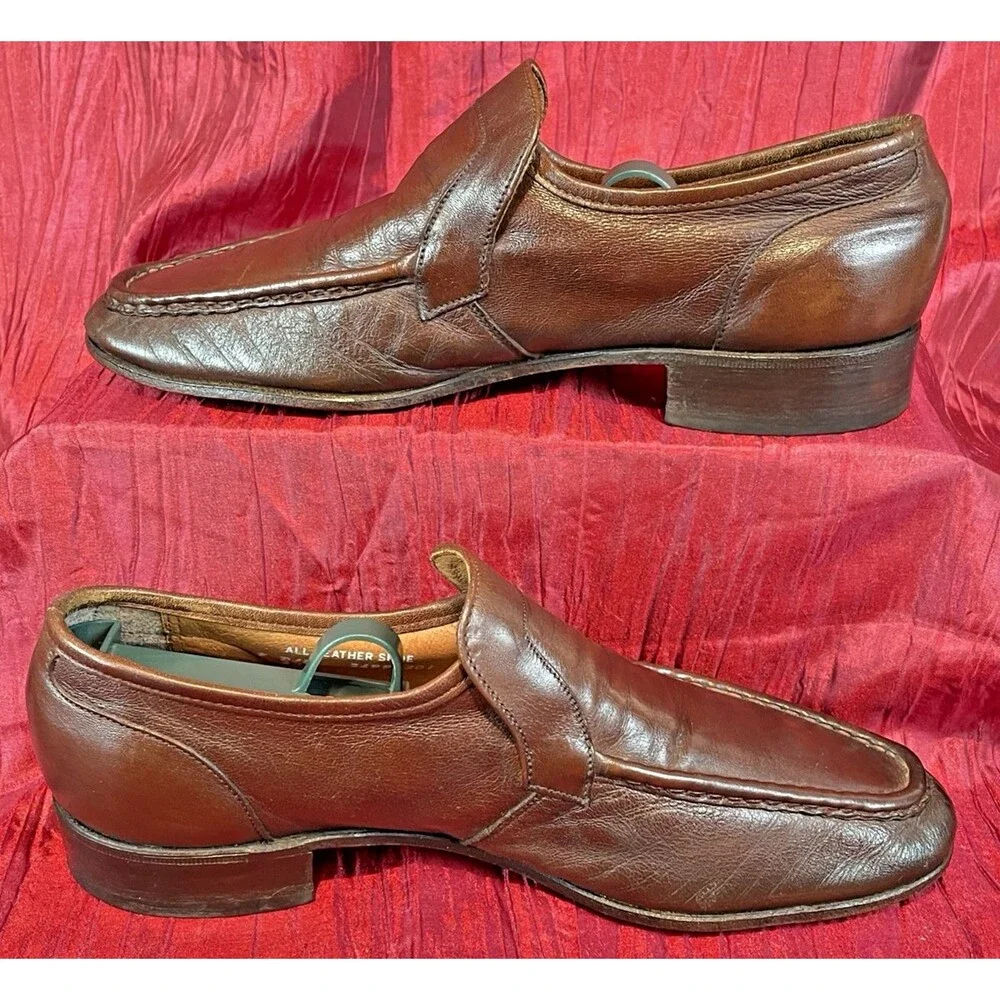 Mens Hanover Softech Brown Leather Loafers sz 9D